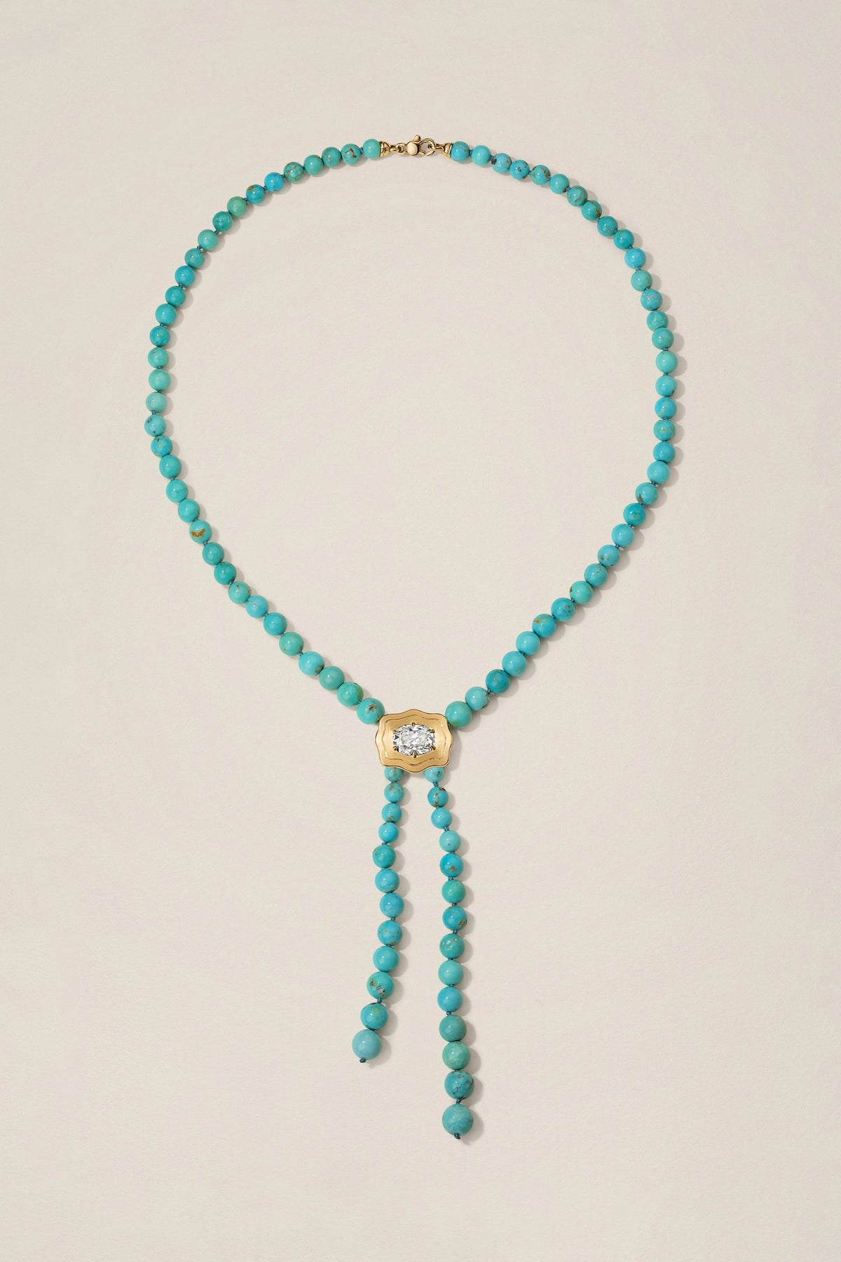 Elvie Bolo Necklace in Turquoise & Diamond