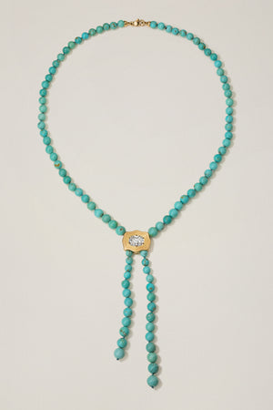 Elvie Bolo Necklace in Turquoise & Diamond