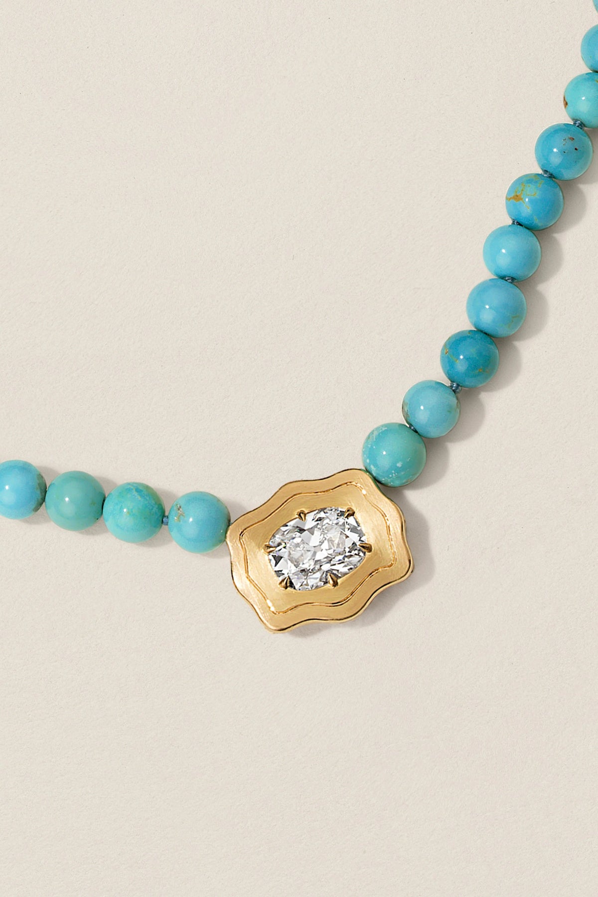 Elvie Bolo Necklace in Turquoise & Diamond